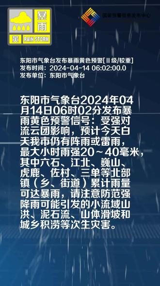 东阳暴雨最新预警信号解析及应对指南